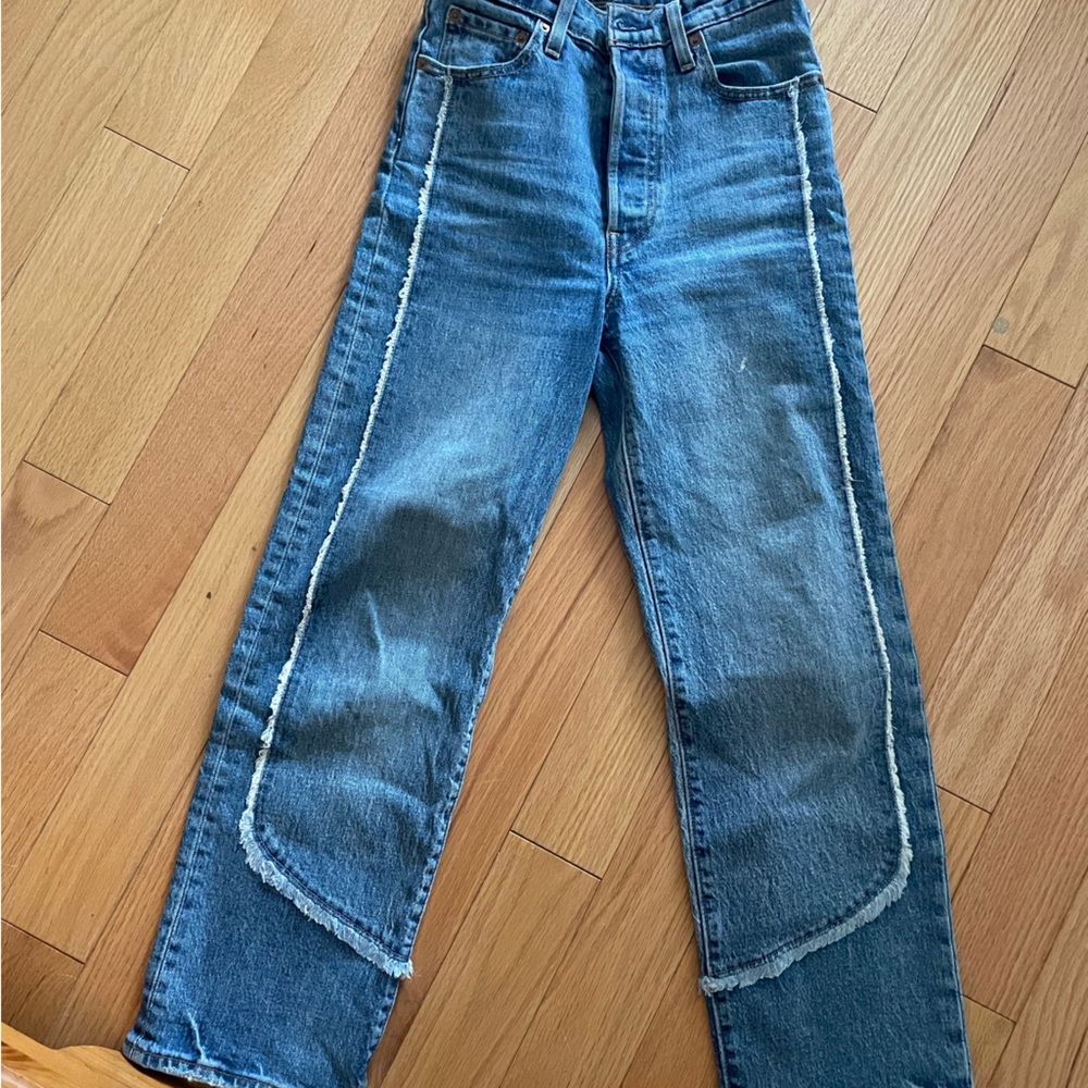 Levis white fur lined pants